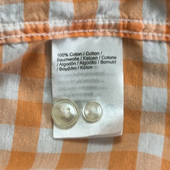 Lacoste Men’s Regular Fit Orange White Plaid Long Sleeve Button Down Shirt Sz M - Picture 6 of 8